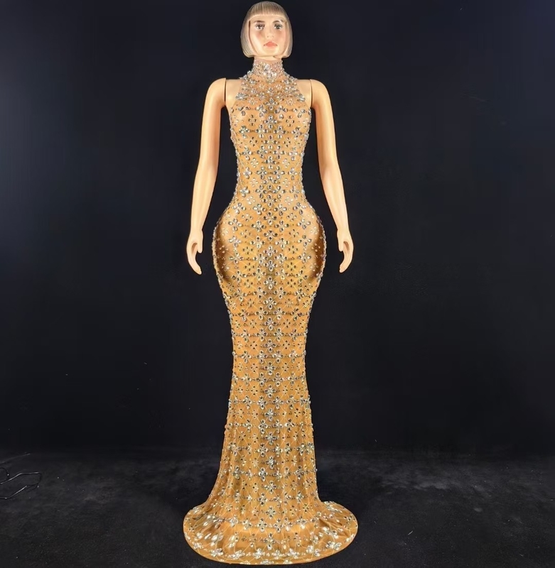 Brush Train AD2577 Luxurious Sleeveless Water Diamond Ball Gown Elegant Party Evening Dress for All Seasons