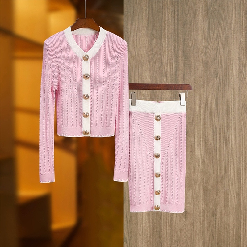 SR2413 Kimshein Elegant Long Sleeve V-Neck Two-Piece Women's Suit for Sophisticated and Fashionable Birthday Celebration