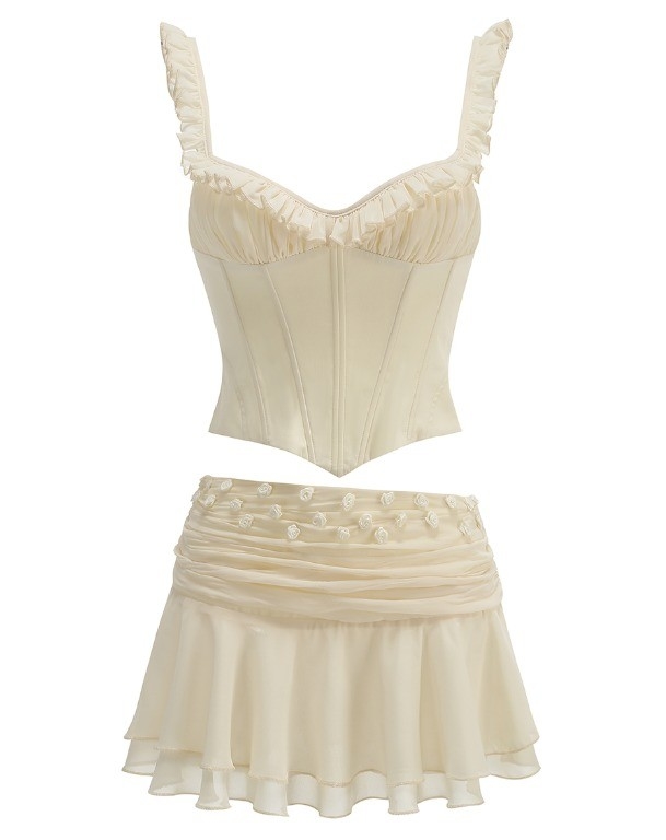 Polyester 2-Piece Set of Women's Summer Sexy Slim Fit Dress with Woven Method and Regular Sleeves