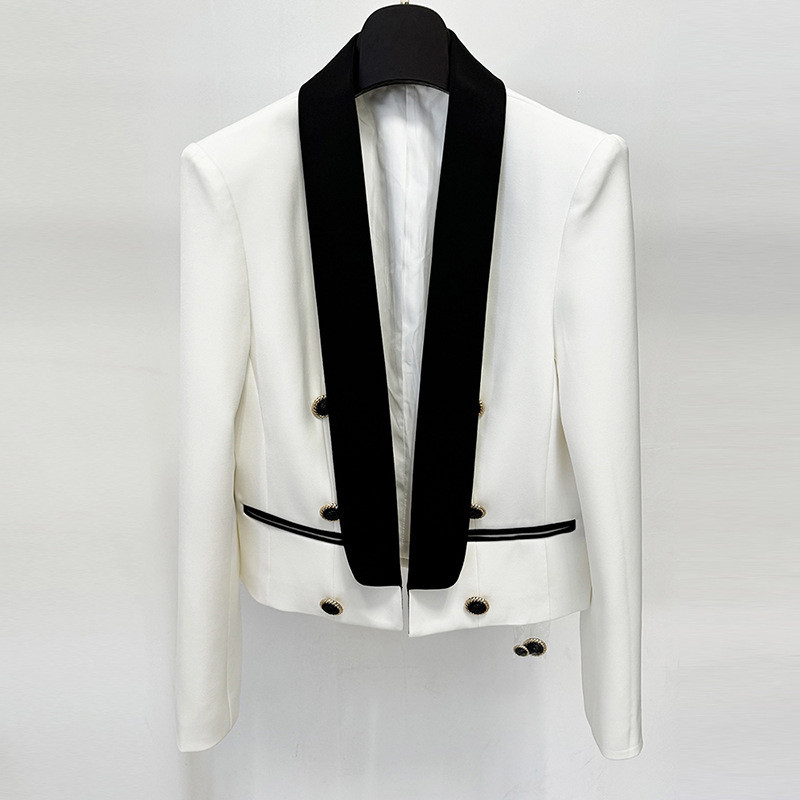 BA2337 Kimshein Women's Formal Short Jacket with Long Sleeves and Elegant Design Weaving Method