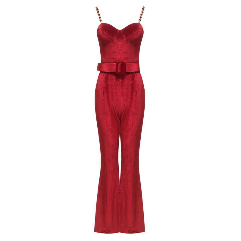 JB2285 Velvet Party Jumpsuit Set Women's Fashionable Sleeveless Party Clothing Set for Your Benefit from Guangdong