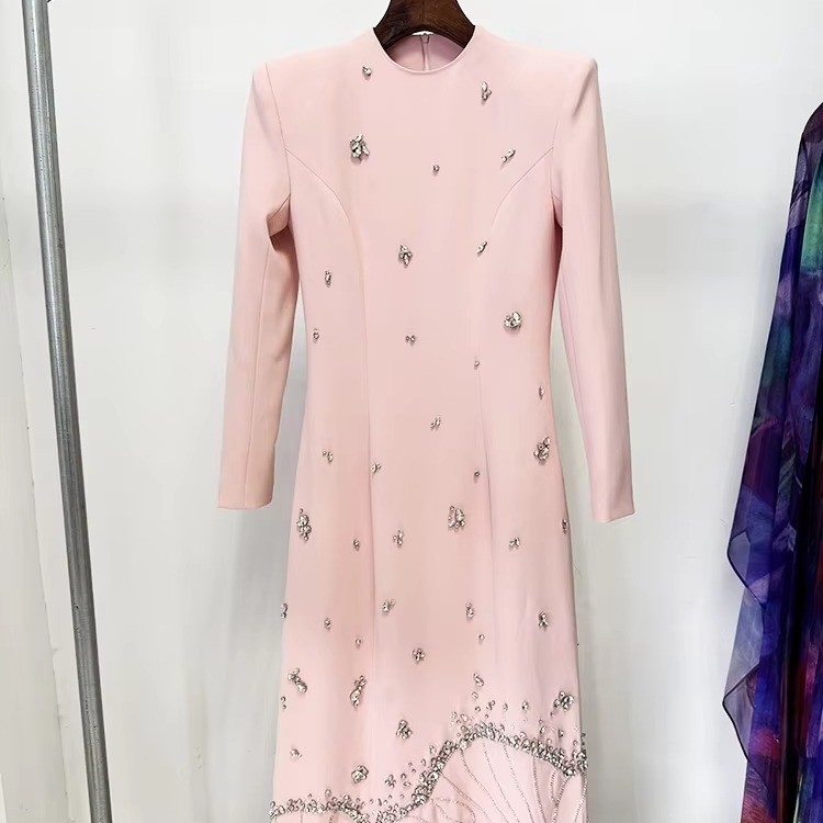 LS2667 Spring Autumn Beaded Luxury Evening Dress Long Sleeve Full Sleeve Crystal Floor-Length Gown