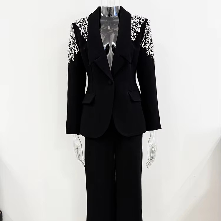 SR2400 Kimshein Women's Party Suit Set Elegant Formal Western Suit Pants Women's Two-Piece for Chic and Elegant Ensemble