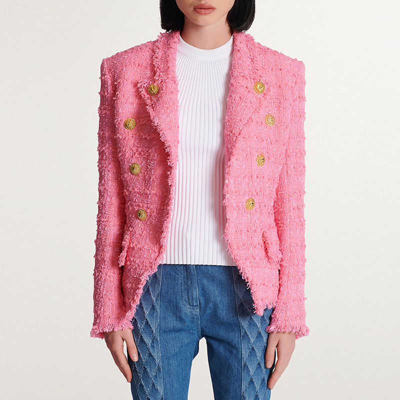 BA2340 Kimshein Autumn/Winter Fashion French Style Slim Fit Houndstooth Blazer Suit Jacket for Customer Requirements