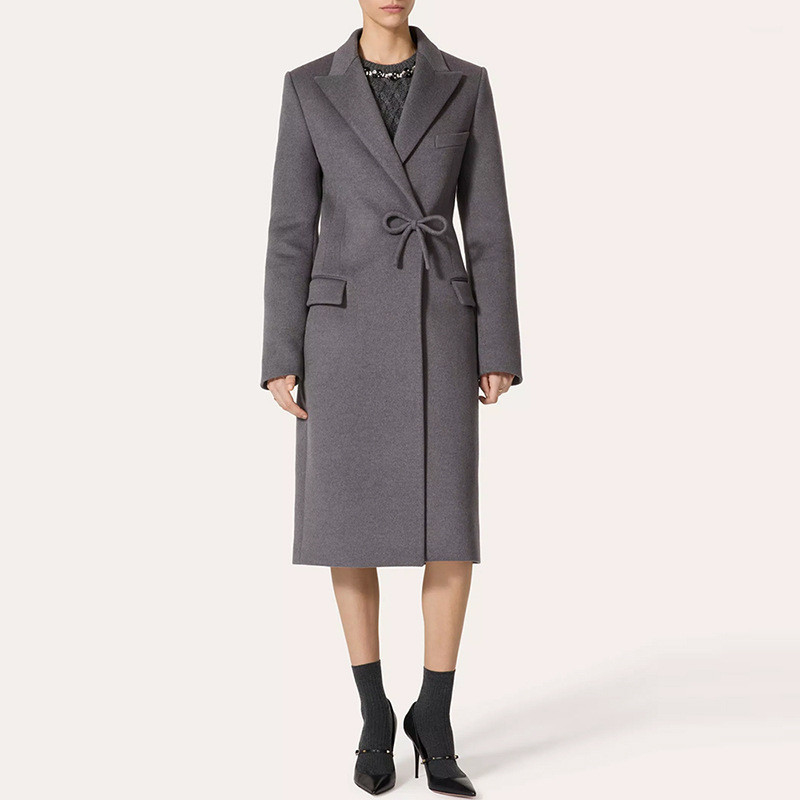 BA2341 Luxury Designer Women's Autumn/Winter Fashion Slim Long Sleeve Butterfly Bow Elegant Wool Midi Suit Coat Hot Item