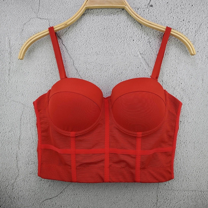 TS2223 Kimshein Fashionable Women's Club Top Tight Bustier No Craft Mesh Fabric
