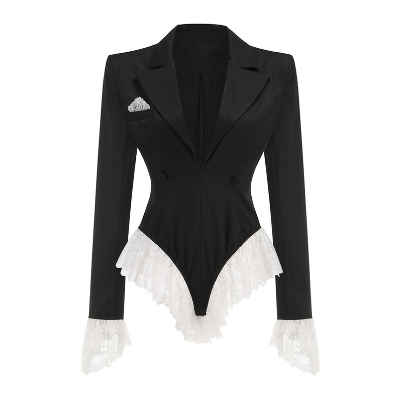 JB2278 Spring and Summer Sexy Black Long Sleeve V-Neck Women's Short Tight Dress for Nightclub Made by Cotton/Polyester