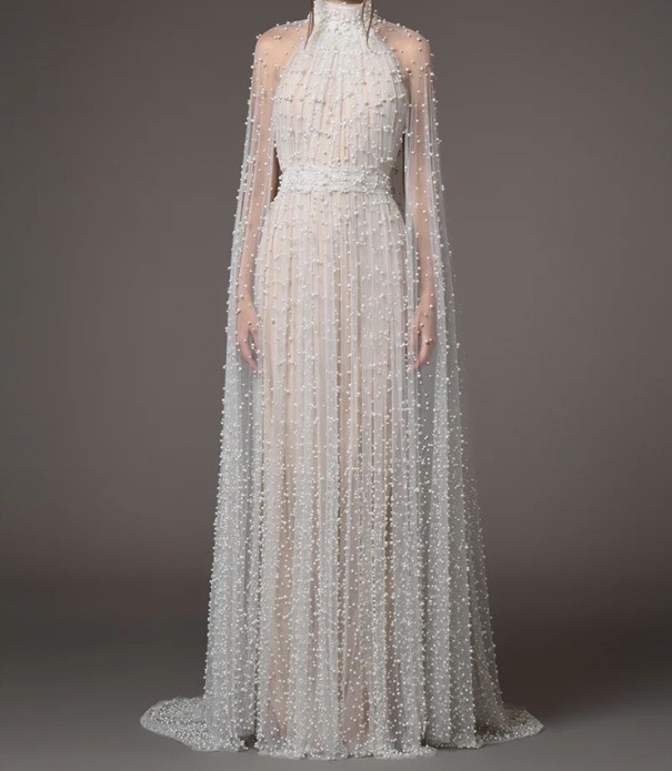 Pearl Beads in Luxurious Style ED2768 Kimshein Elegant Pearl Mesh Beaded Luxury Dress for Women's Elegant Evening Gown