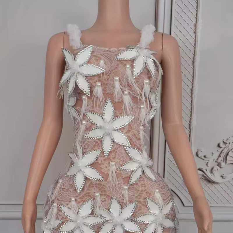 Kimshein AD2568 Women's Fashion Mini Crystal Dress for Dance Party Featuring Other Printing Methods and Feather Design