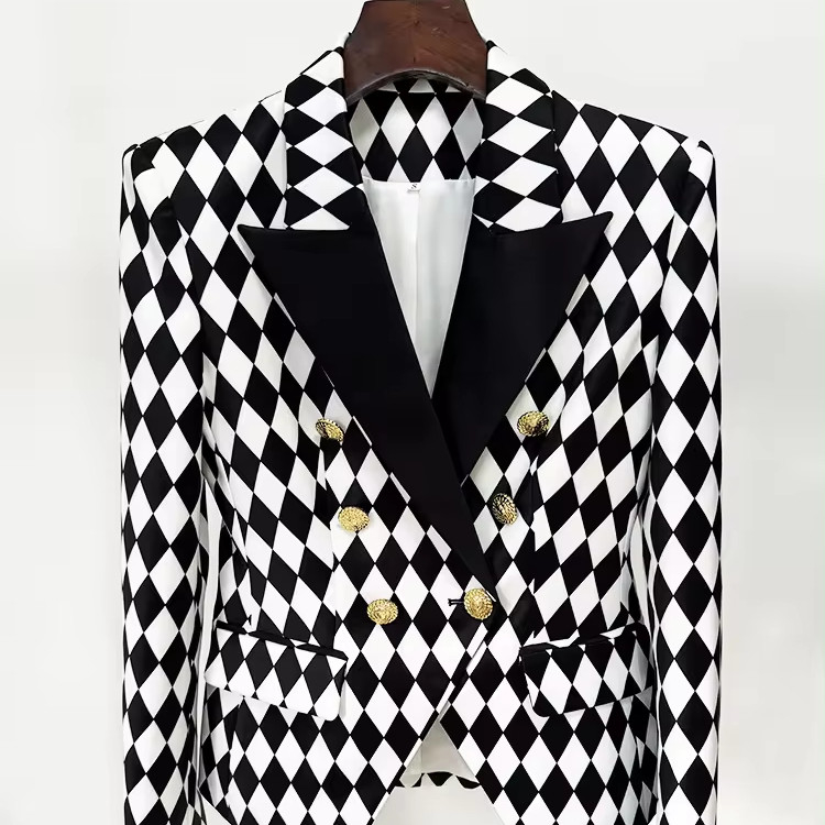 BA2317 Women's Fashionable and Sophisticated Suit Jacket in Monochrome with a Sleek Design