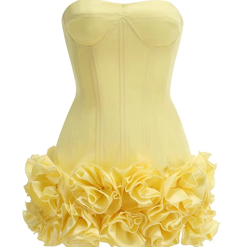 Polyester SB3430 Kimshein Mini Sleeveless Tight Bustier Dress Beautiful Sexy 3D Floral Dress Luxurious Elegant Women's Dress