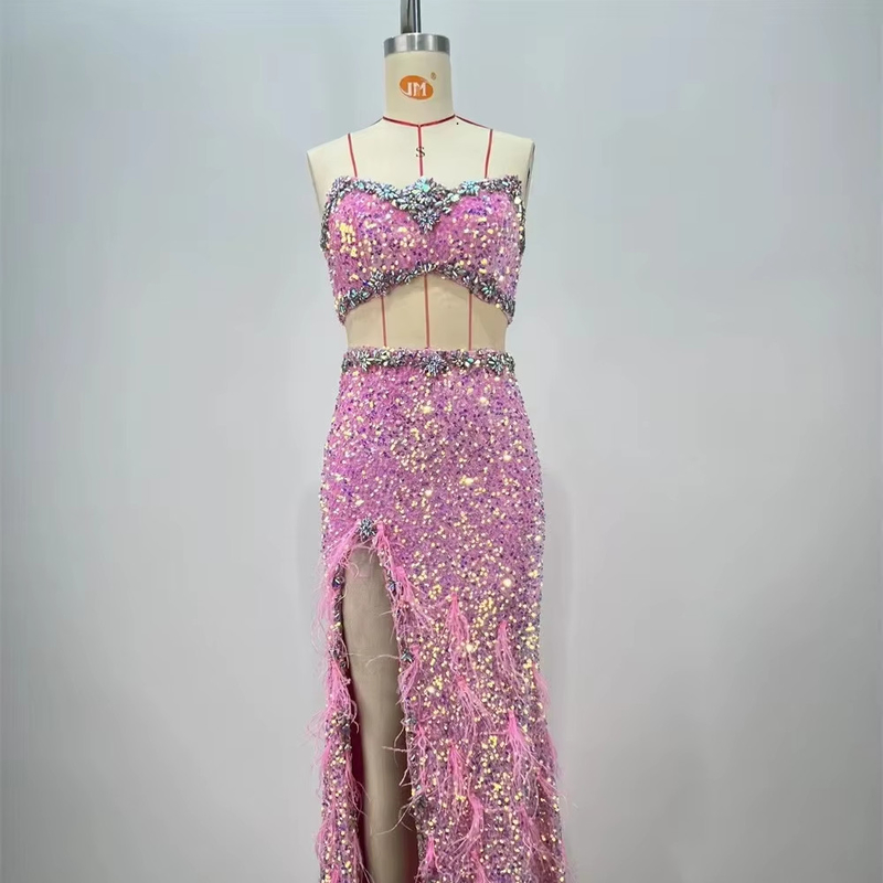 SS2370 Summer Women's Two-Piece Set Elegant and Sexy Shiny Fabric Slim Fit Perfect for Evening Parties Fast 7-Day Sample