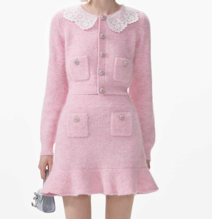 Guangdong Produced All Seasons Women's Knitted Clothing Set KD2267 Sweet and Fashionable Two-Piece for Everyday Wear