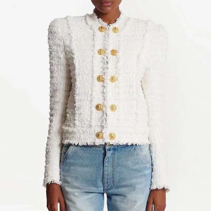 BA2249 Women's Fashionable Sports Jacket with Woolen Stand Collar Made of Polyester/Cotton Oversized Design Material