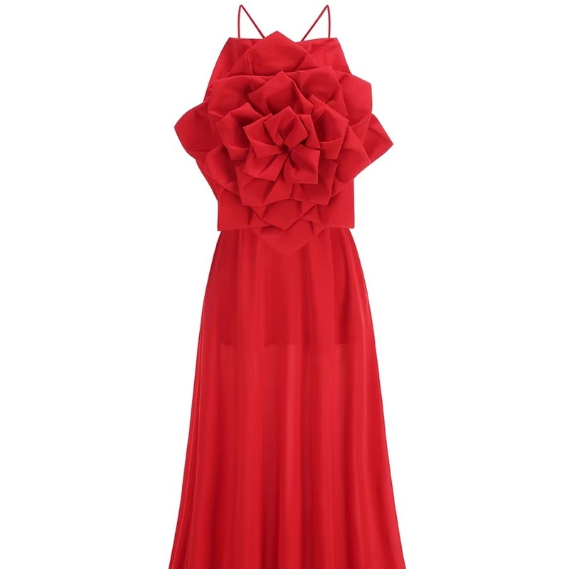340g Weight Satin Fabric Sexy Red Floor-Length Sleeveless Backless Dress for Sexy and Fashionable Club