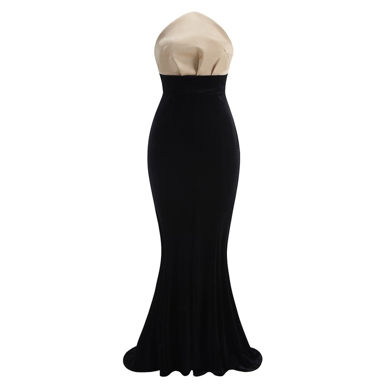 Kimshein SB3409 end Velvet Women's Ball Gown for Dance Party No Shoulder Strap No Sleeve Joint Craft Chest pad Not Supported