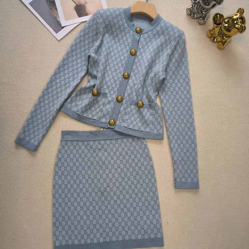 KD2224 Women's end Luxury Short Suit Set Elegant Ladies Formal Style Two-piece Set Luxurious Style 260g Fabric Weight