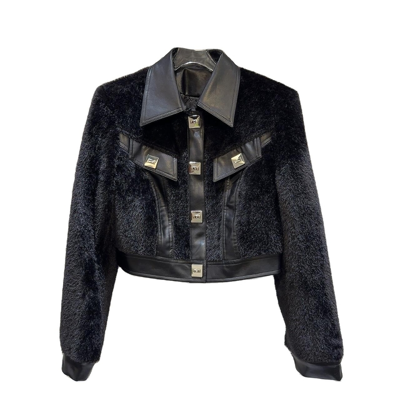 Women's Winter Fur Coat Fashionable Slim Fit Leather Short Elegant Jacket Sophisticated Look within Guangdong BA2305