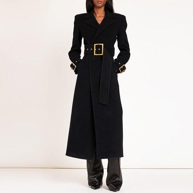 Customizable BA2247 Women's Winter Formal Black Dress Elegant Structured Coat Wool for Women 5-7 Days Delivery Customizable