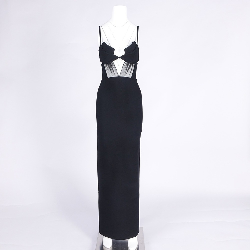 SB3403 Black Women's Sleeveless Bandage Dress Elegant and Breathable Bodycon Dress for Evening Gathering