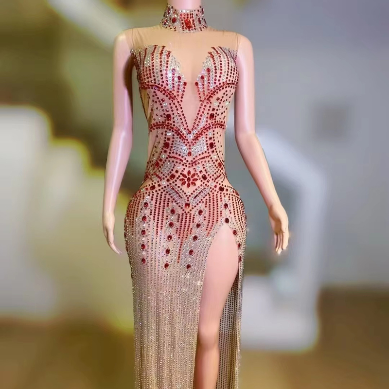 AD2508 Sparkling Diamond Sleeveless Wedding Gown The Ultimate Party Dress for Women's Special Occasions