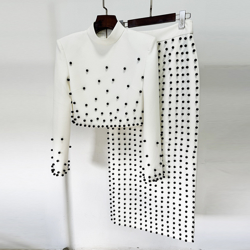 SR2372 Plus Size Women's Elegant Two-Piece Suit Set with Quick-Drying Fabric and Polyester Cotton Material