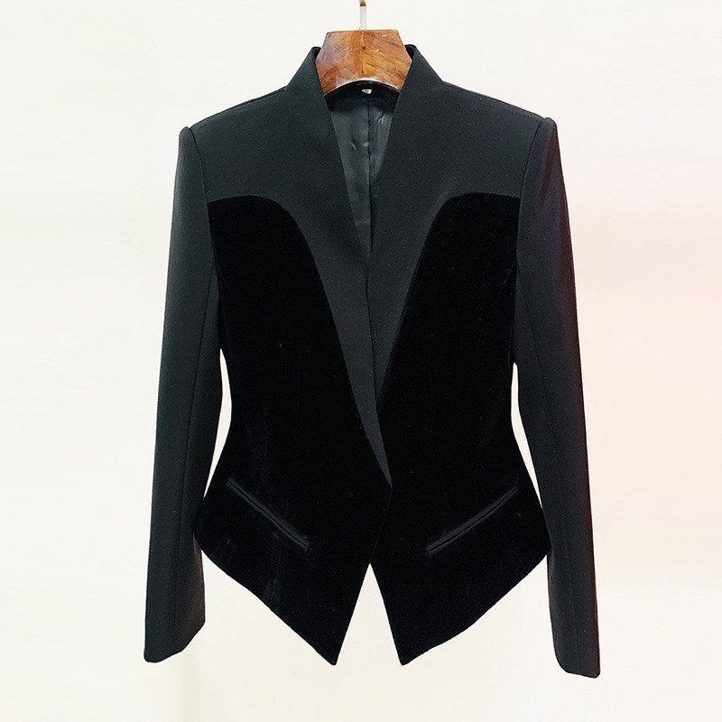 Kimshein BA2245 End Women's Unique Fashion Velvet Dance Sport Jacket Dress with Other Front Closure