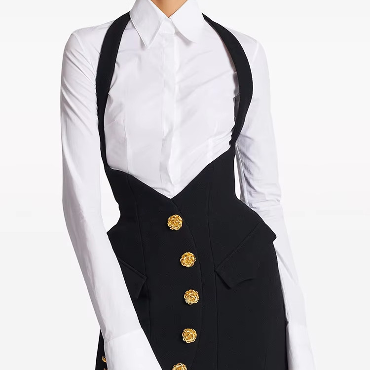 Unique and Fashionable Two-Piece Dress Shirt Dress for Women Weaving Method Shuttle Loom Fabric Type Polyester Cotton