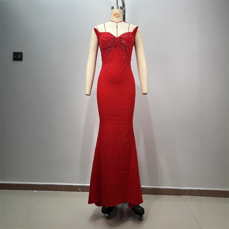 ED2704 Women's Evening Dress Sleeveless Dance Party Dress Bride Wedding Gown None Printing Method Guangdong Production