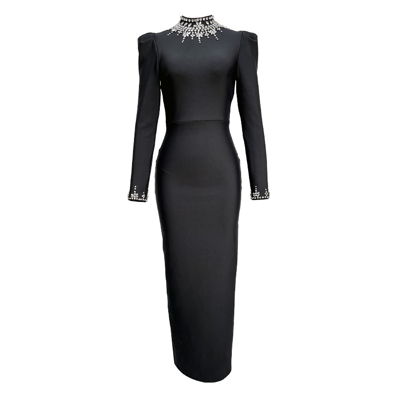 LS2630 Women's LS2630 Luxury Evening Party Dress with Rhinestone Long Dress Bandage Dress in Exquisite Craftsmanship