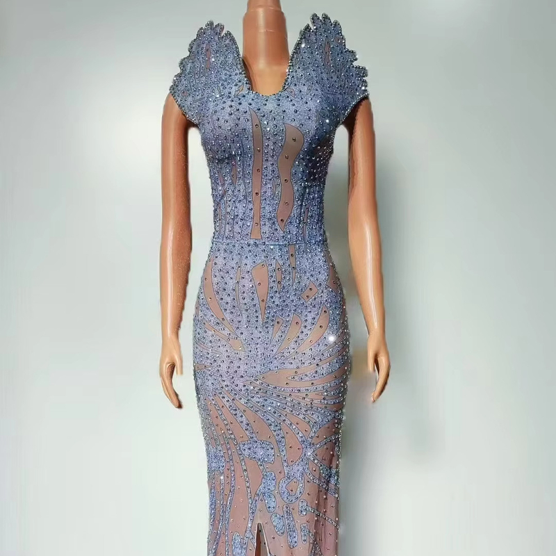 AD2530 end Women's Fashion Strapless Dress Crystal Sleeveless Birthday Party Dress with Straight Hem and No Lining