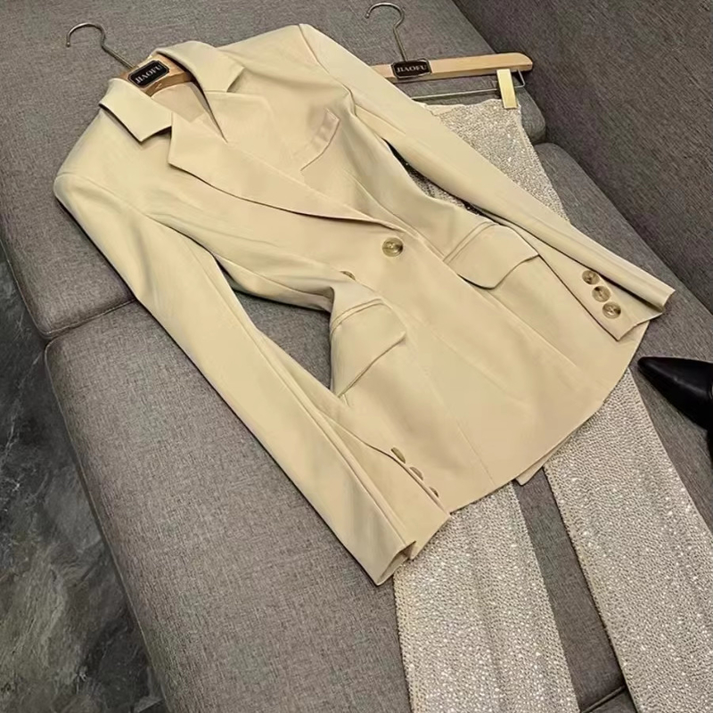 SR2347 Women's 2-Piece Suit Set for Formal Office Wear Jacket and Luxurious Beaded Long Pants in Autumn