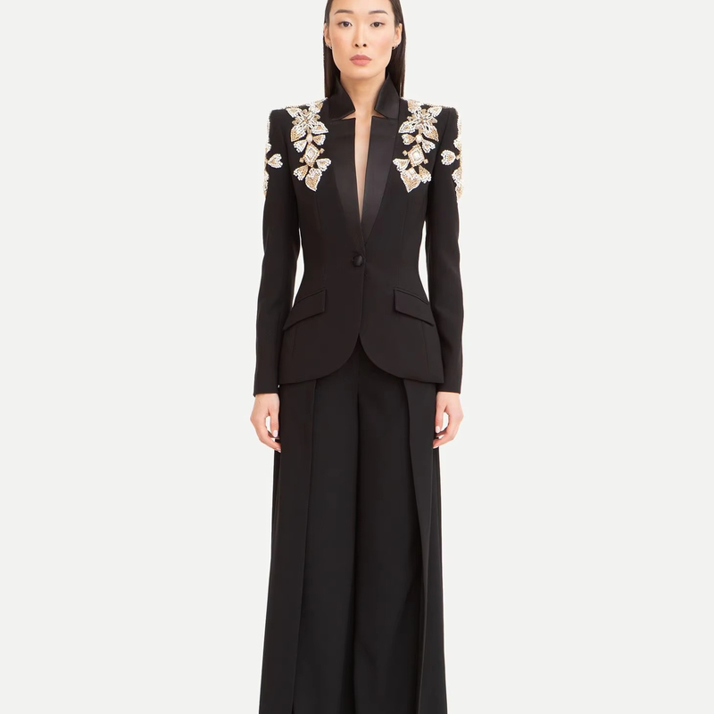 Crystal Suit Formal Business Suit SR2341 Black Luxury Fashion Suit Pants Women's Two-Piece Set Made in Guangdong