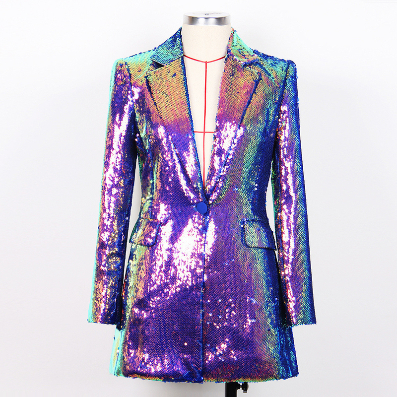 BA2214 Shiny Sequin Dress Women's Elegant Party Evening Dress Sexy V-Neck Long Sleeve Coast Suit Dress with Other Craft