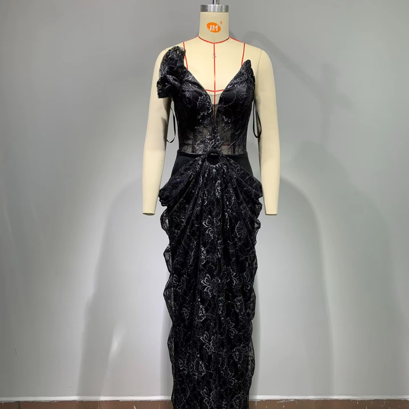 ED2701 Fashionable Hot Lace Dress for Women Elegant and Sensual Evening Gown without Shoulder Strap