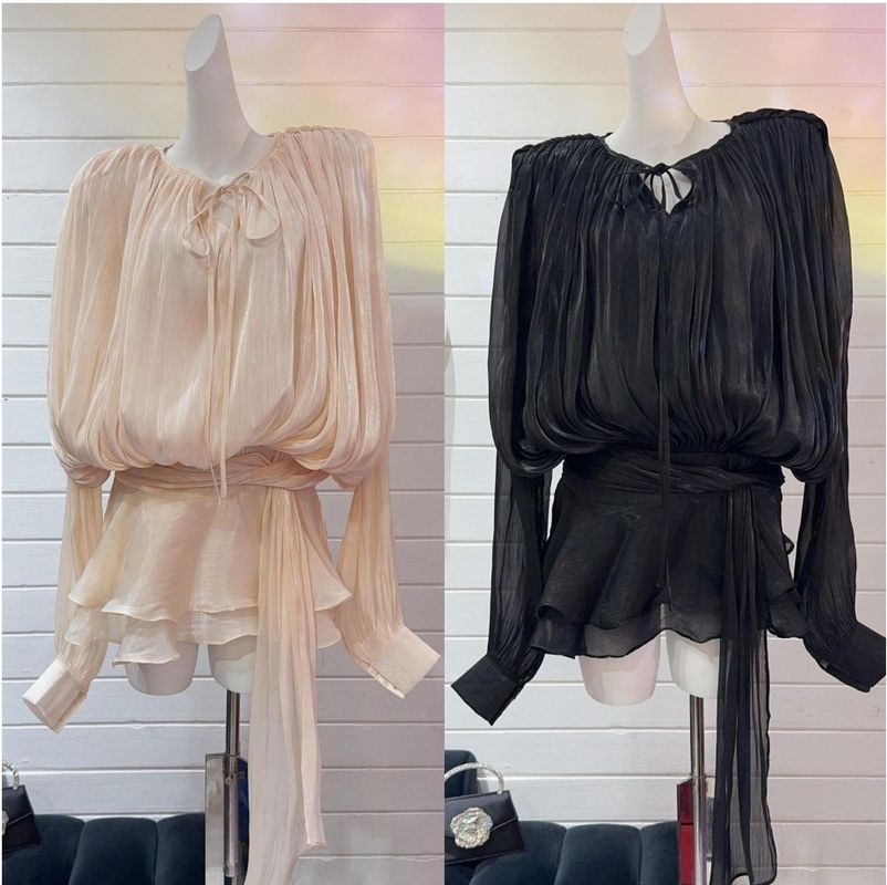 LS2624 Spring Summer Women's Long Sleeve Mini Dress with Fashionable Pleated Skirt in Other Pattern and Unique Pattern