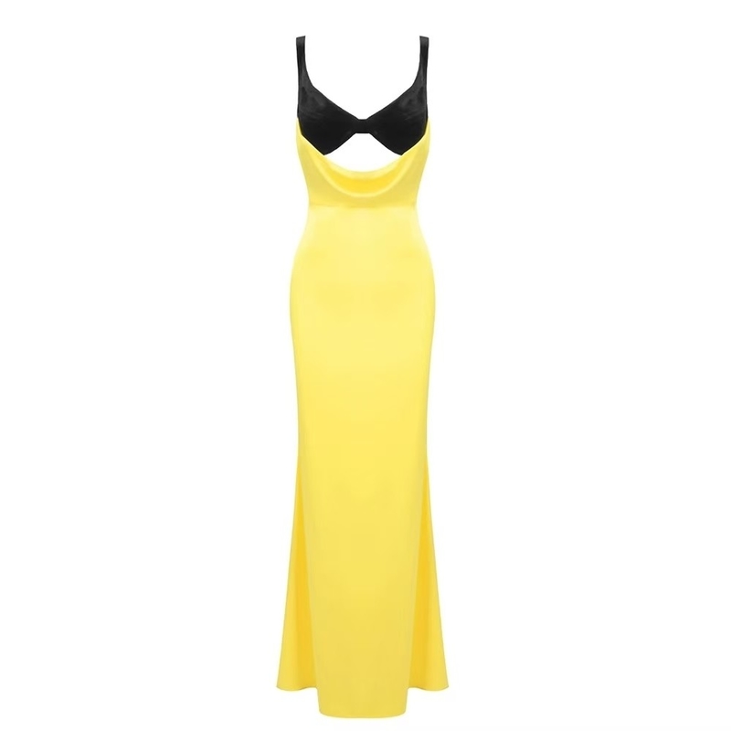 Elegant and Sexy Evening Dress Women's Tight-fitting Trailing Dress Hollow Out Fashion Dress with Polyester Material
