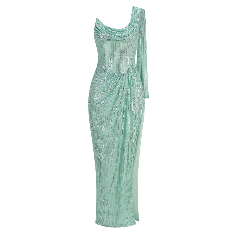 Stunning Green Satin Maxi Dress Sleeveless and Glamorous for Women's Sophisticated Events