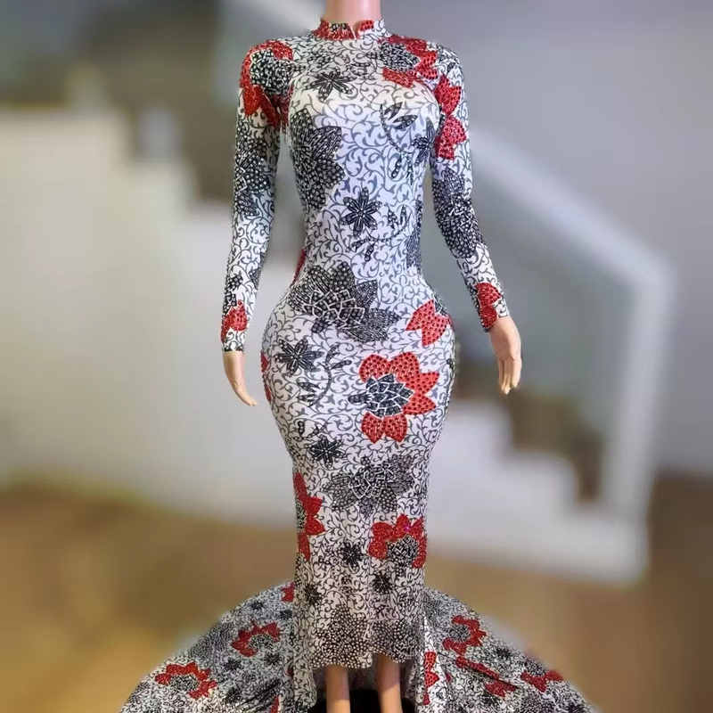 Environmentally Friendly All Seasons AD2491 Formal Dress Floor Length Long Sleeve Evening Party Dress for Women