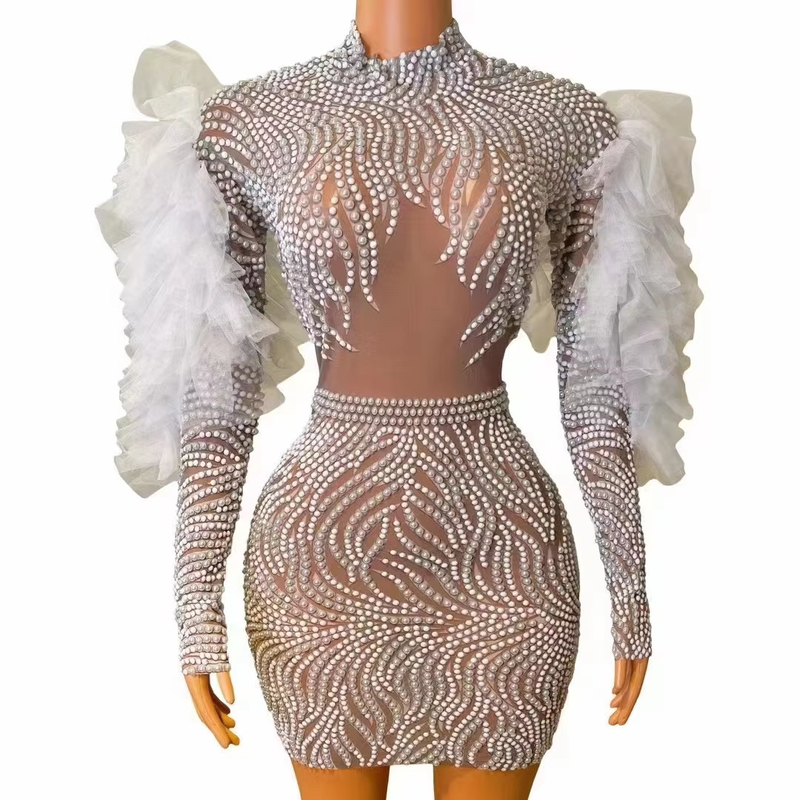 kimsheinfashion AD1895 end Performance Mini Dress for Women at Sexy Nightclubs and Elegant Pearl Birthday Celebrations
