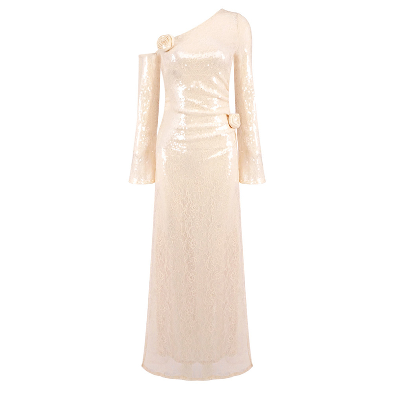 Full Sleeve LS2599 Kimshein Bodycon Dress for Women Customizable Logo Position End Fashion Sparkling Sequin Evening Gown