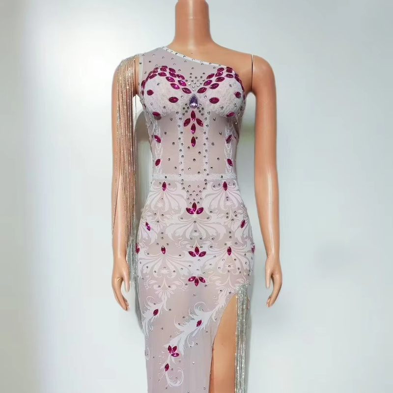 600 Kimshein AD2482 Long Evening Dresses with High Slit and Crystal Diamond Embellishments Elegant