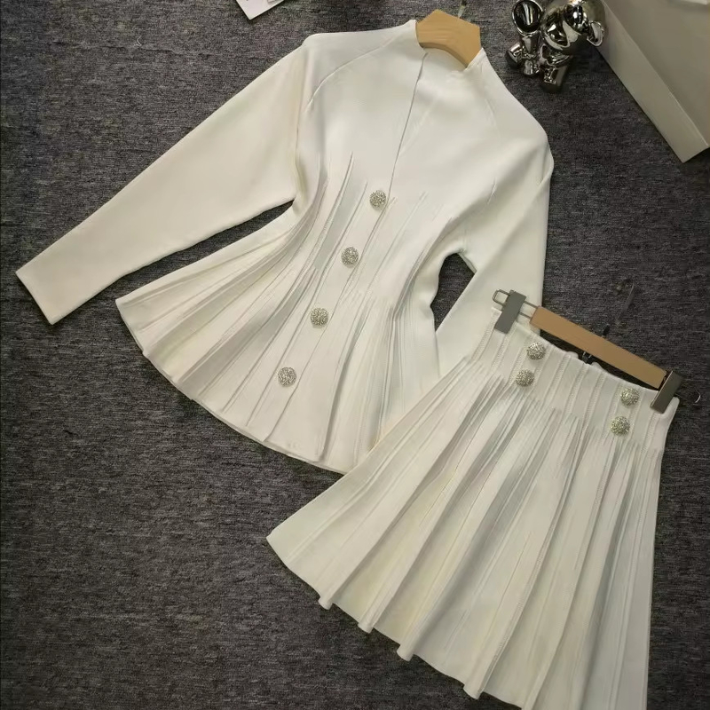 SR2301 Birthday Outfit Stylish and Elegant Pleated Dress in Picture Color with Two-Piece Set