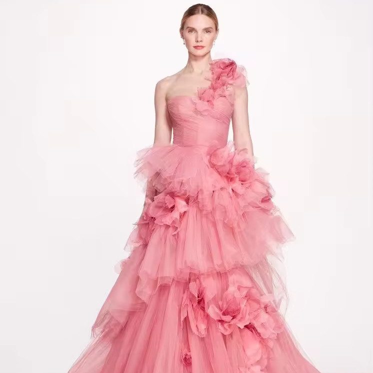 Other Print Method Asymmetrical Silk Pleated Midi Evening Dress for Women Customized One-Shoulder Fashion Dress ED2633