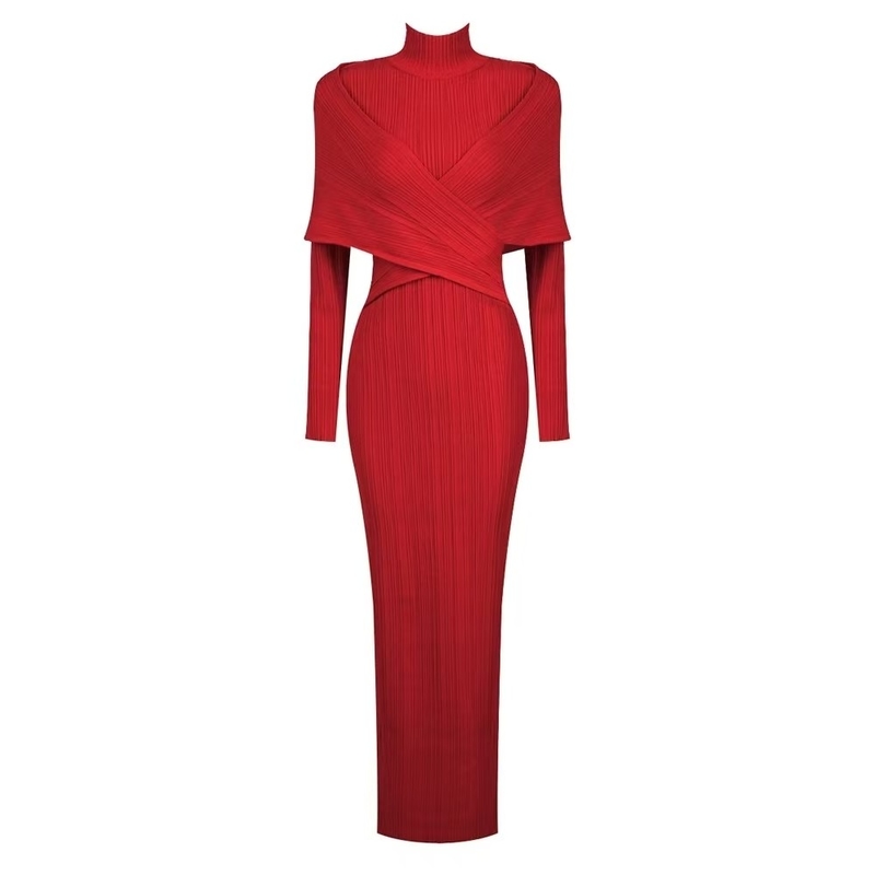 LS2589 Long Sleeve Nightclub Clothing for Women's Christmas in Winter Dress made of Bandage Fabric