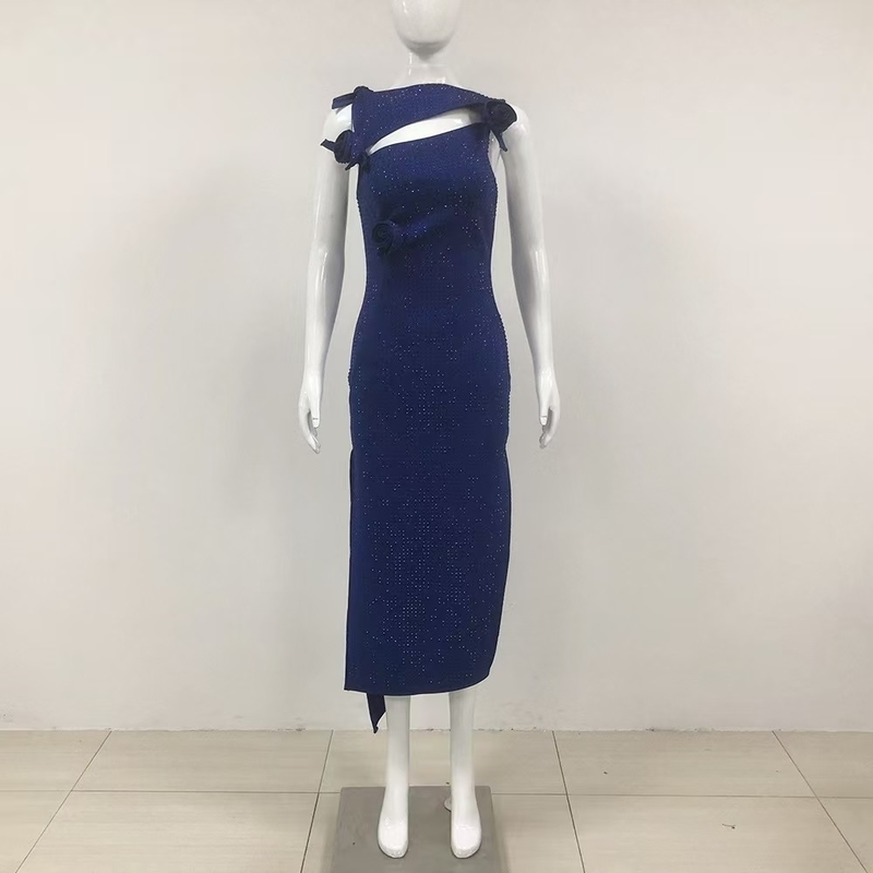 Kimshein Fashion Women's Sexy Club Party Dress Sleeveless Beaded Bandage Dress with Beaded Details Bandage Fabric