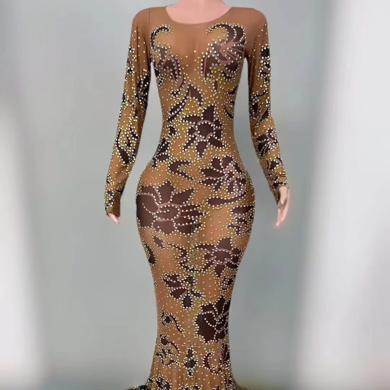 AD2395 Women's Evening Dress Customizable Logo Natural Waistline Diamond Water Diamond and Crystal Beauty Pageant Dress