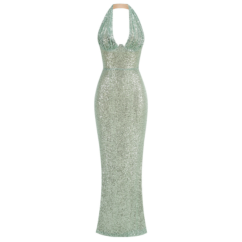 Bruid Mother of the Bride Strap V-Neck Backless Mermaid Long Evening Dress with Natural Waistline and Tie-Up Elements
