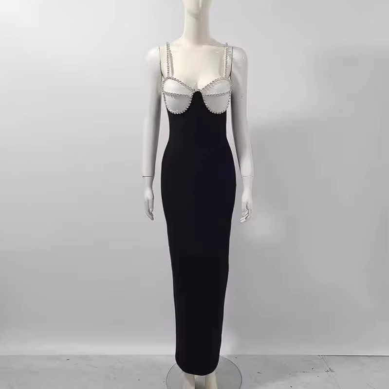 Kimshein Gold Snow Luxurious Party Long Midi Dress Bandage Jumpsuit Slim Fit Bodysuit 260g Fabric Weight Super Thin Size