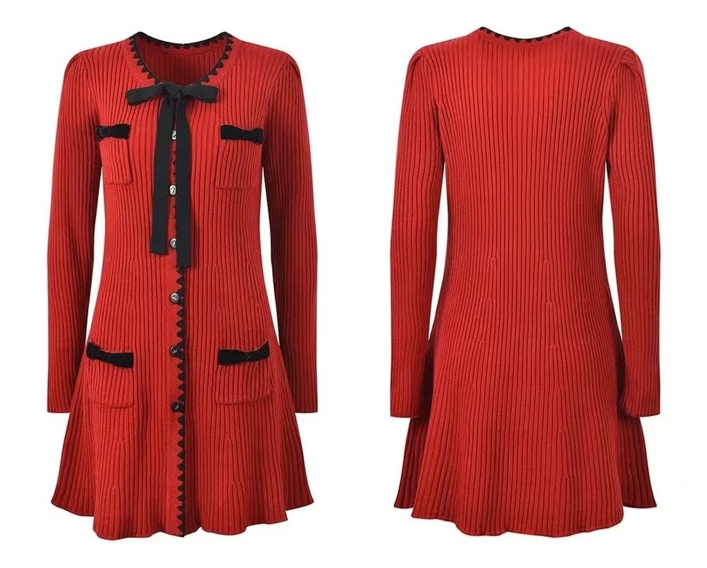 A-Line Party Dress in Vibrant Red for Women's Spring Dress KD2348 Knitwear Dress